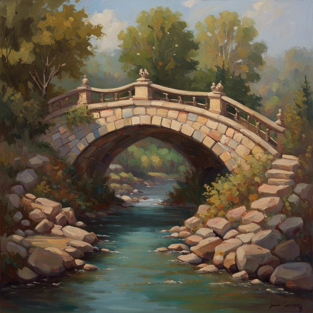 Oil Painting of a Bridge