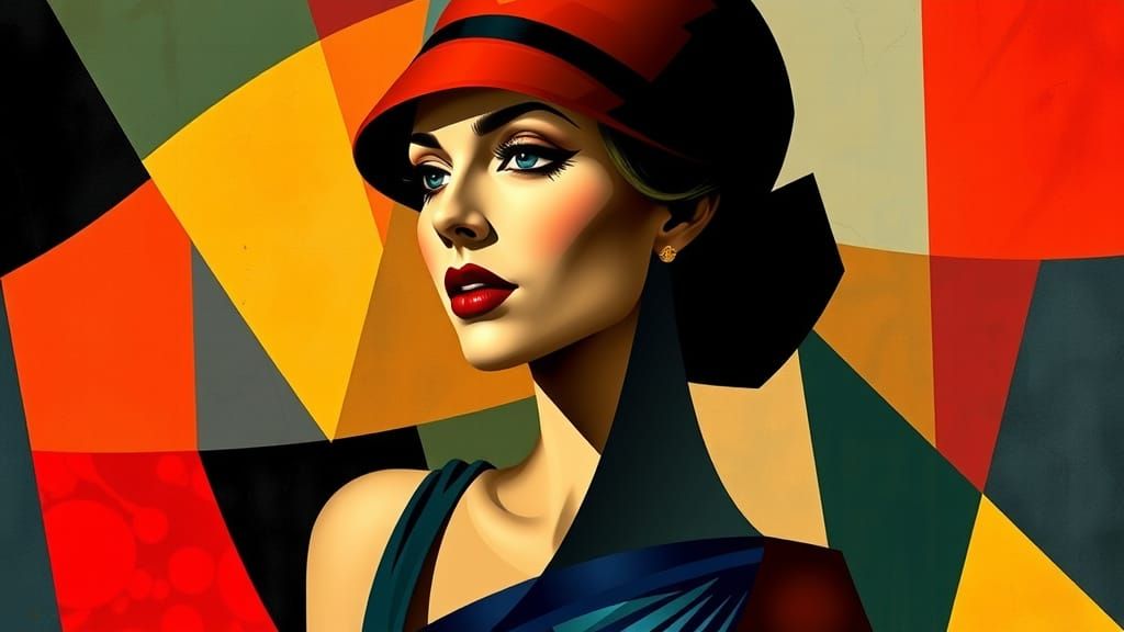 Cubist Woman in Flapper Dress, Picasso Style