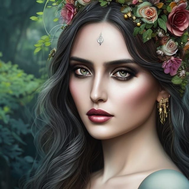 Sugar Skull Goddess Portrait in Hyperdetailed 8k