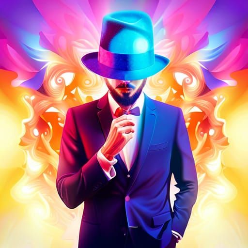 Man at Party in Pop Surrealist Style