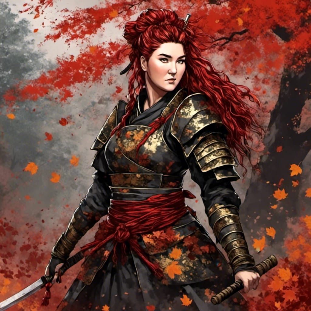 Samurai Portrait in Anime Manga Style