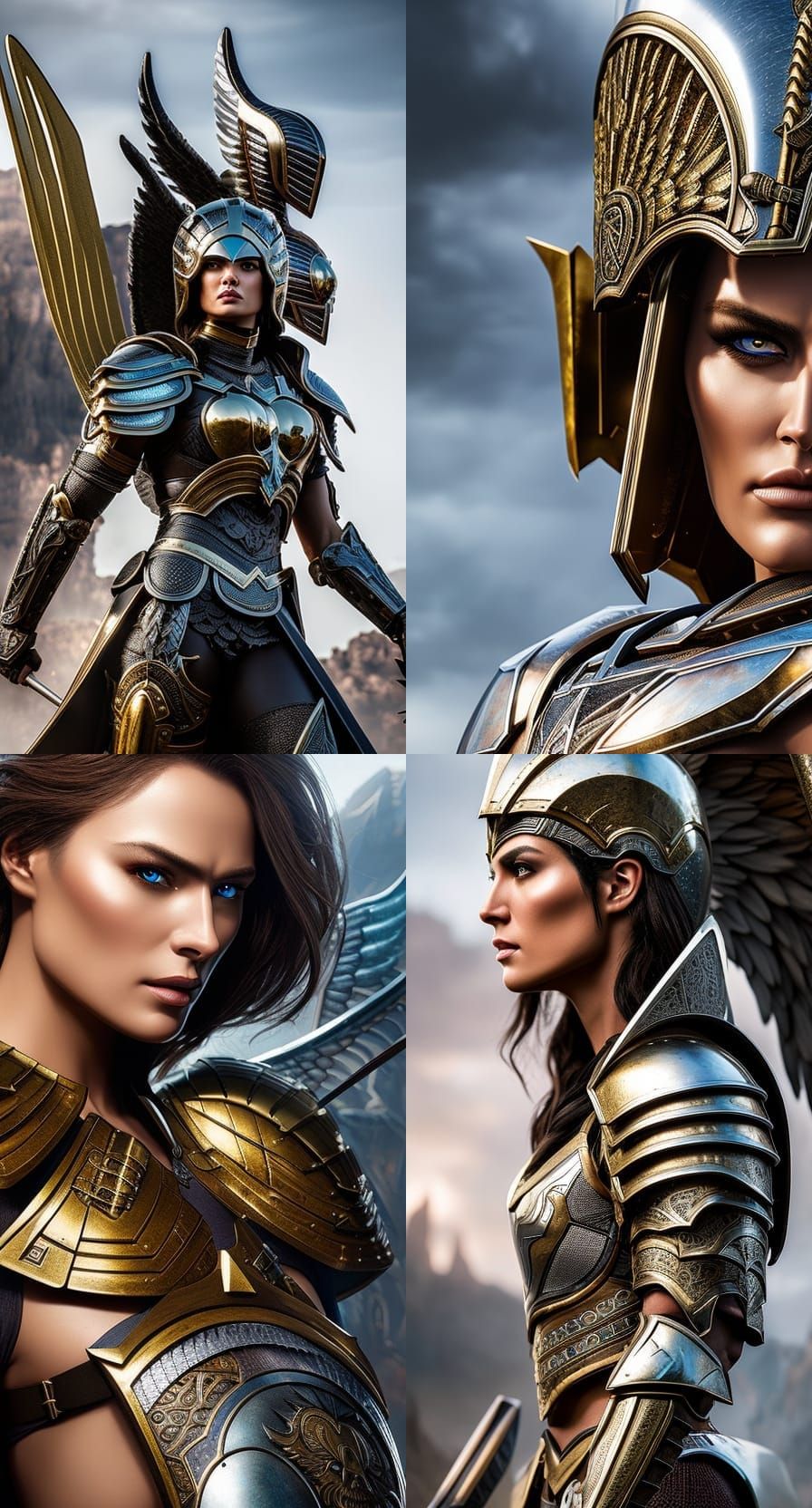 Armored Spartan Angel Warrior Portrait in Hyperrealism