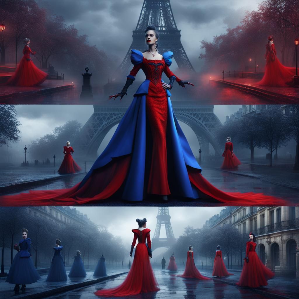 Vampire Queen in Paris: Detailed Matte Painting
