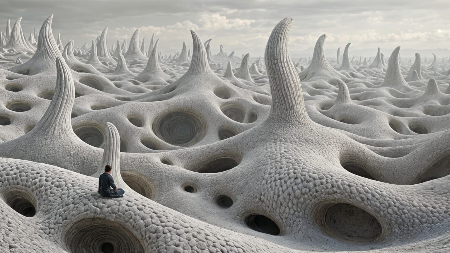 Surreal Fractal Landscape with Escher-Inspired Spires
