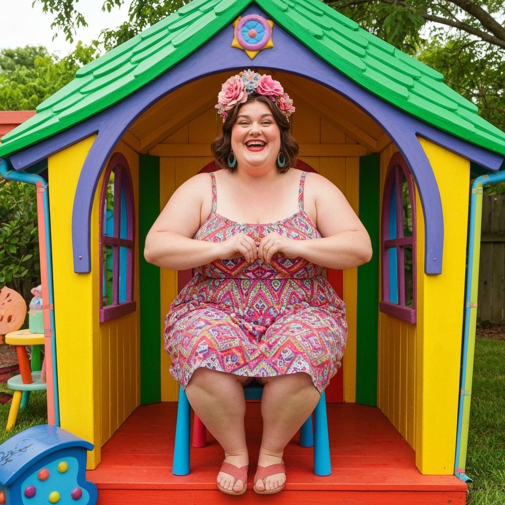Colorful Pop Surrealism: Woman in Playhouse