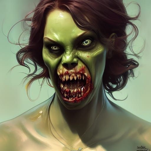 Zombie She Hulk Comic Book Portrait