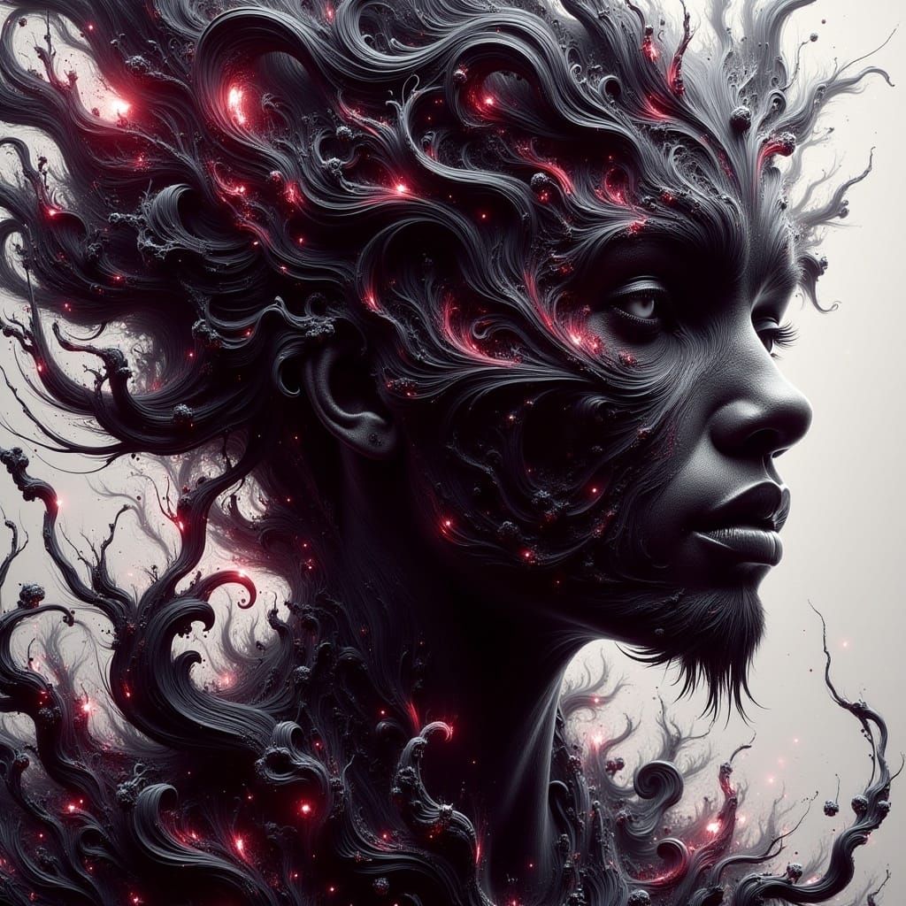 Vantablack Burgundy Woman in Shattered Glass Style