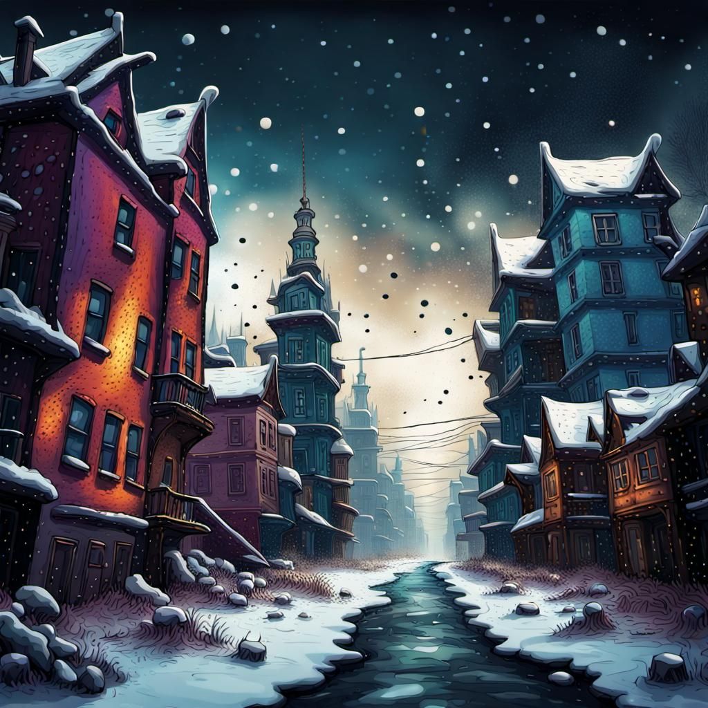 Empty city in winter