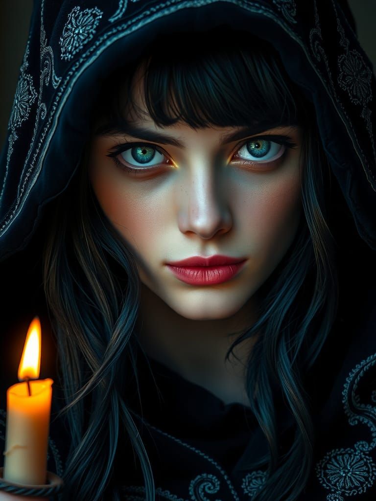 Mystical Sorceress Portrait in Hyperrealist Style