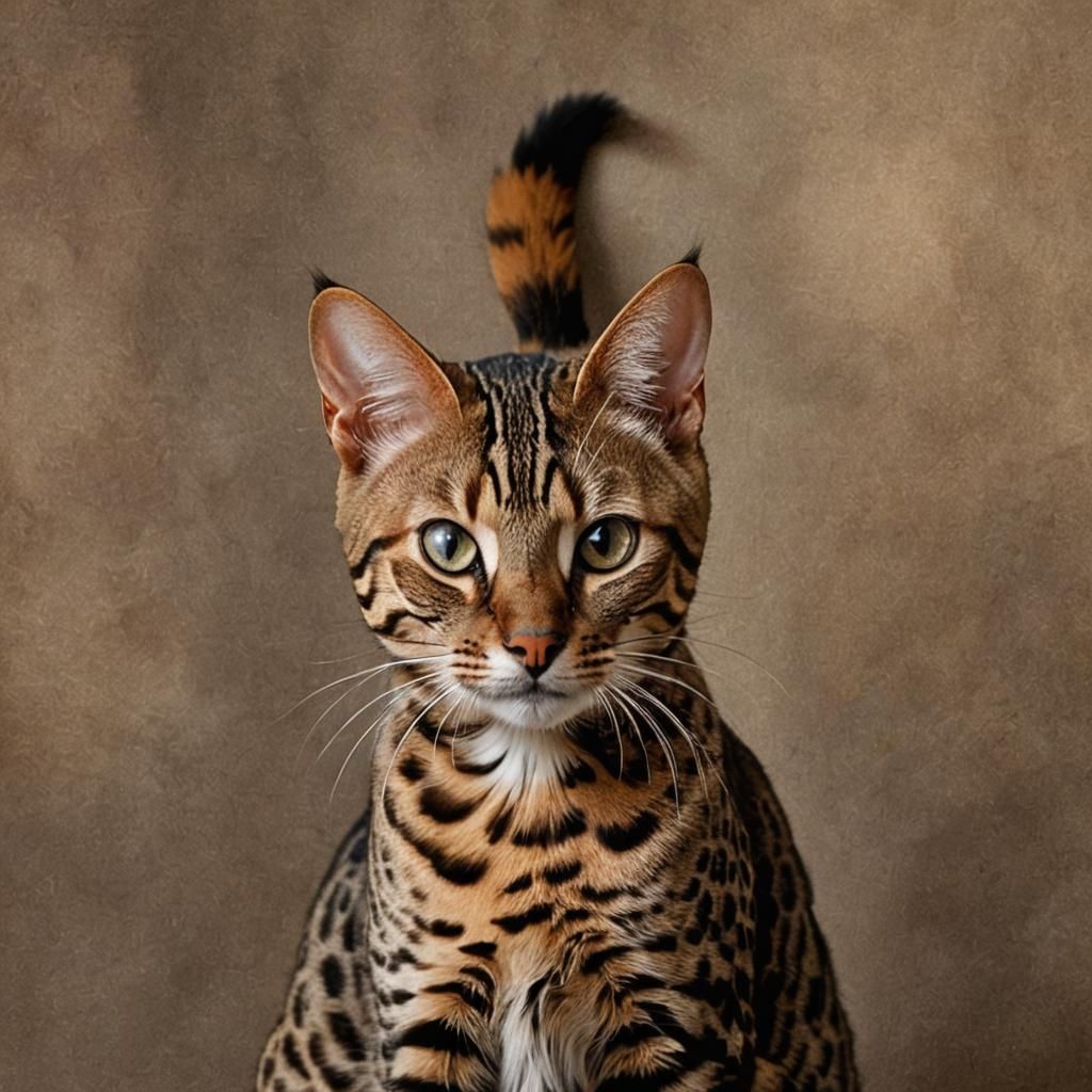 Woman with Beautiful Spotted Hybrid Cat