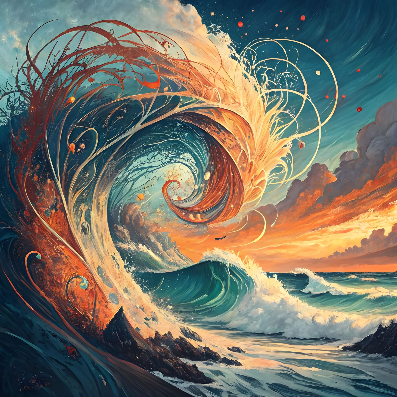 Vibrant Abstract Dance in Soft Gradient Background