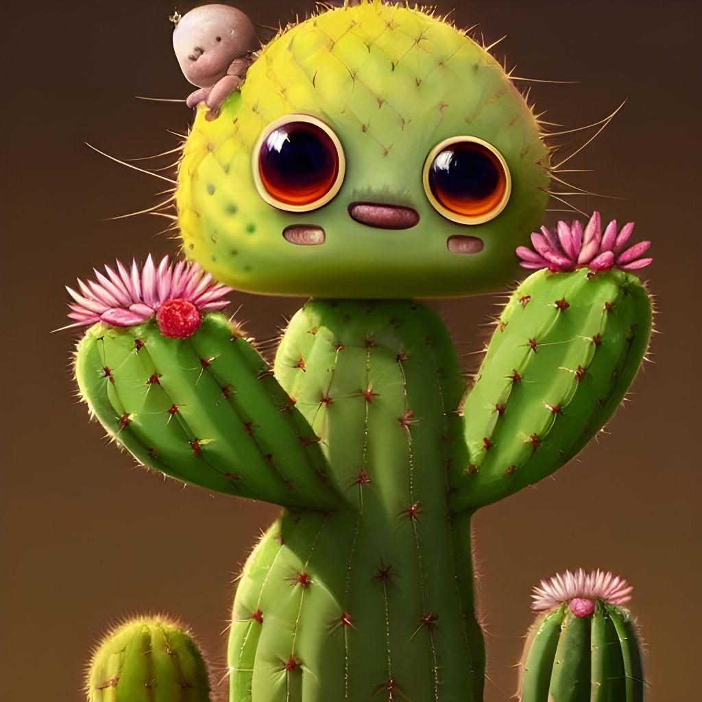 Cactus creature with big round eyes