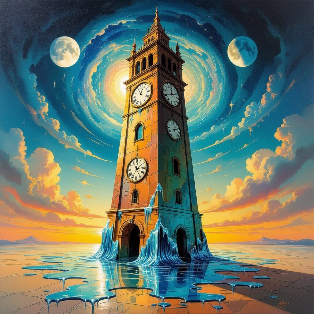 Surreal Tower Bends Time With Melting Clocks