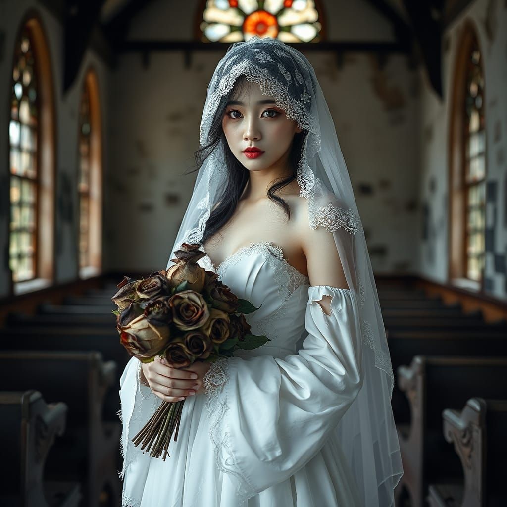 Ghostly Korean Bride in Dilapidated Chapel
