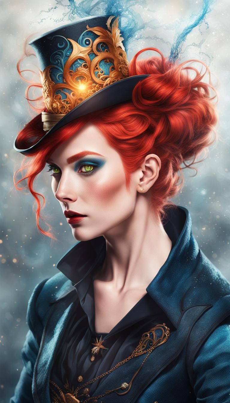 Magician Woman Casting Spell in Comic Book Art Style