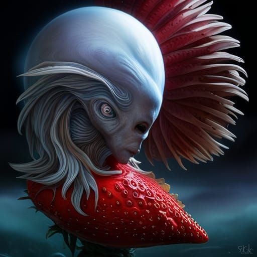 Alien Strawberry Creature in Fantasy CGI Render