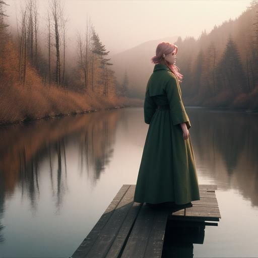 Robin on Charred Birch Bridge in Golden Light