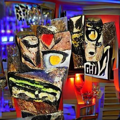 Expressive Cubist Night Cafe: Outsider Art