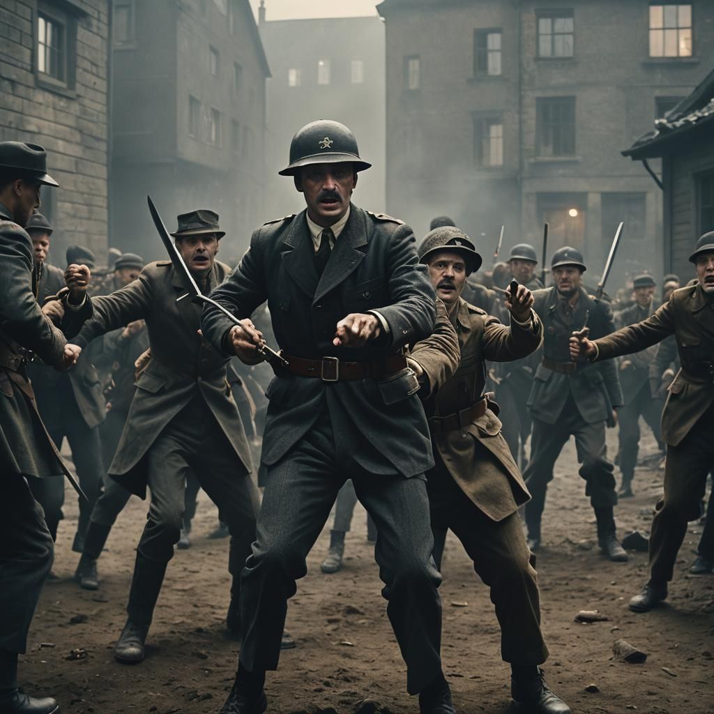 Ominous Cinematic Scene: Backstabbing in Dark Film Noir