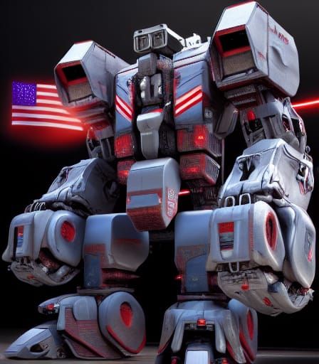 American Patriotic Mech Concept Art in 8K