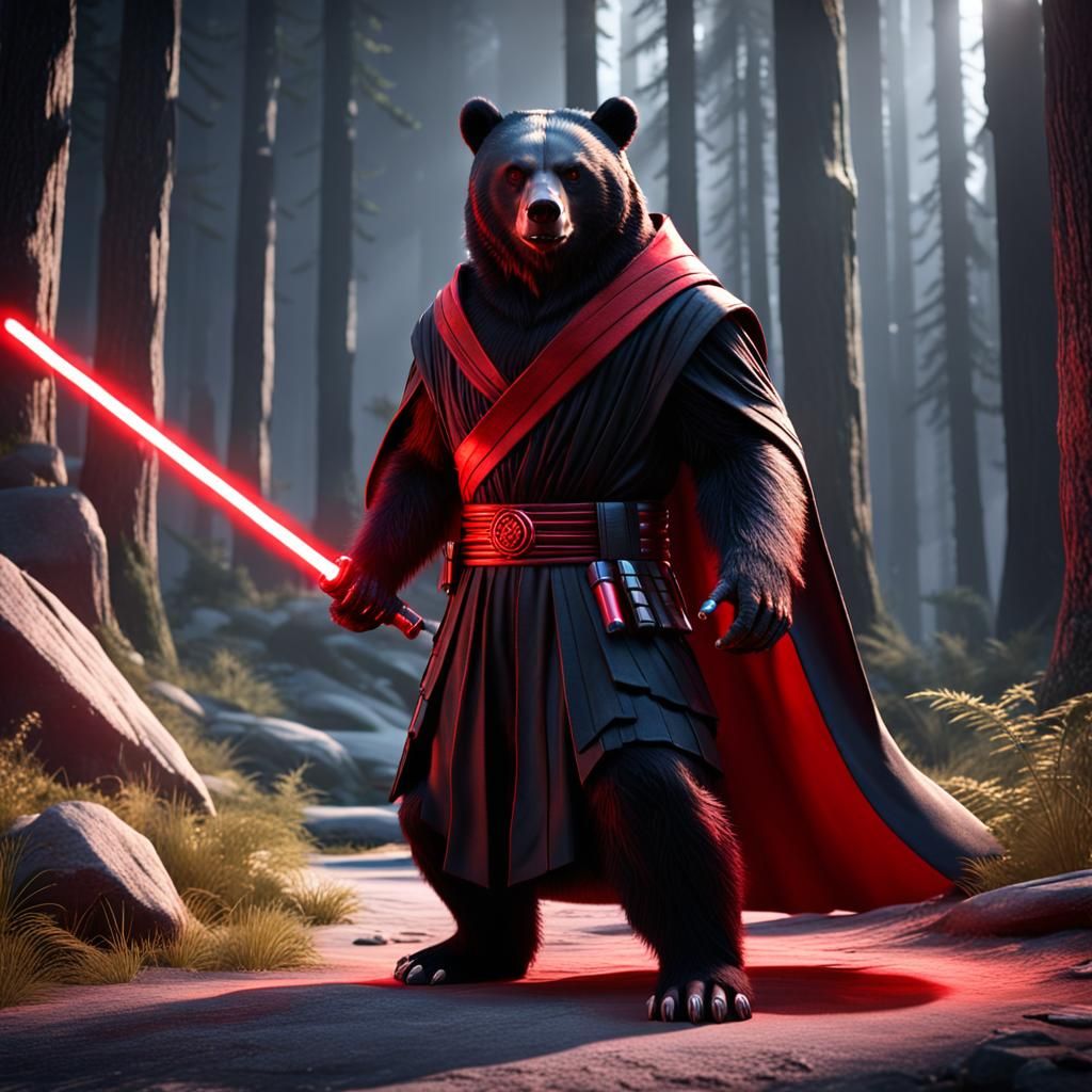 Sith Lord Black Bear in 3D Cinematic Style