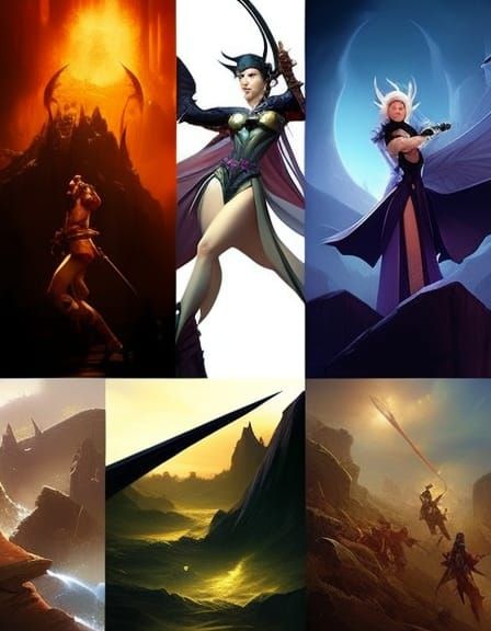 Pretty pale dragon lady screaming with all her might, glowing eyes, holding staff above her head with both hands, by Woj...