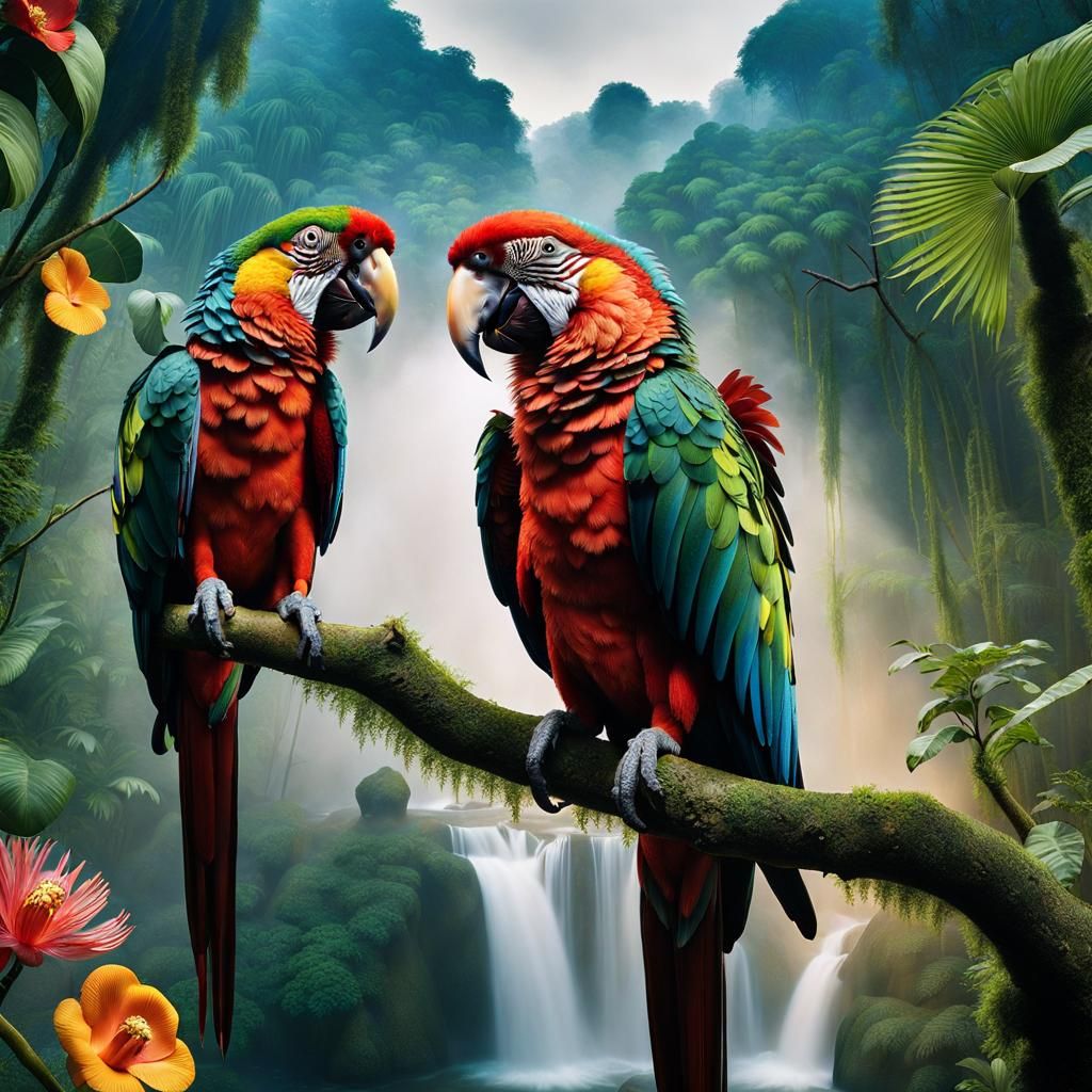 Parrots in the forest