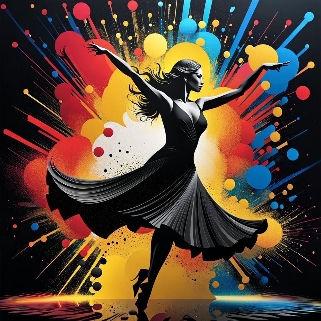 Ink Dance: Cubist Explosion of a Woman
