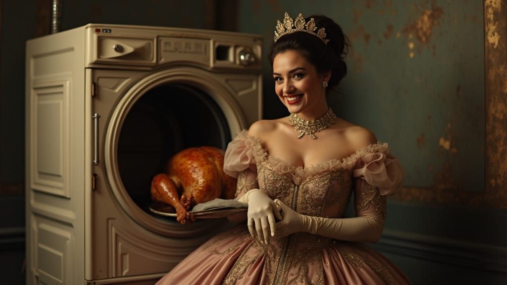 Curvaceous Aristocrat in Victorian Ball Gown Removes Holiday...