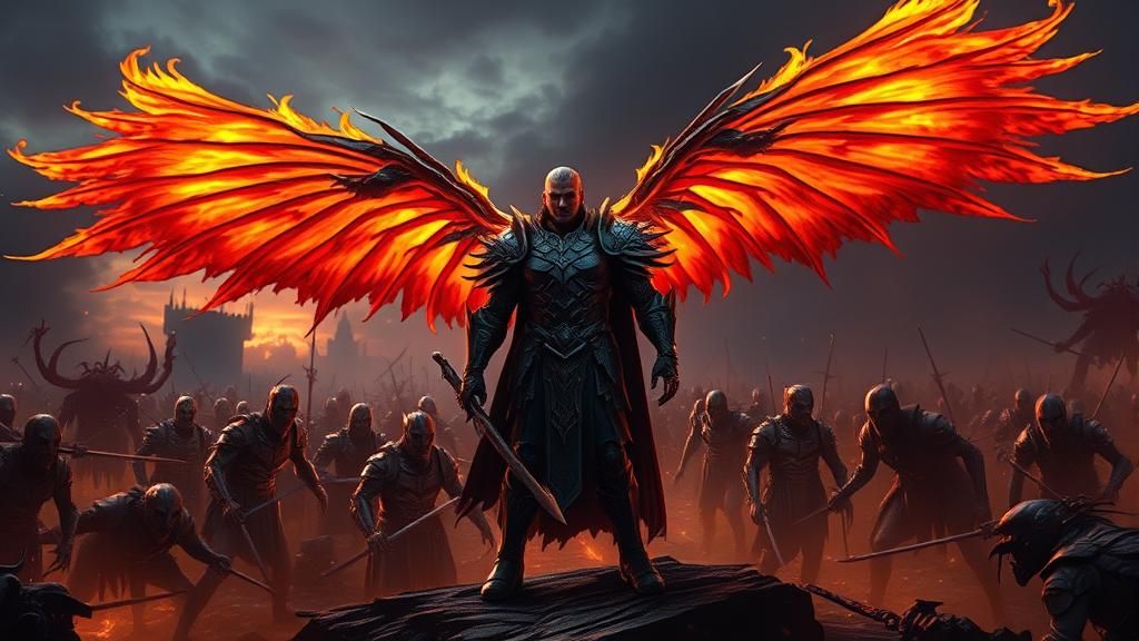 Fiery Hero in Dark Battlefield