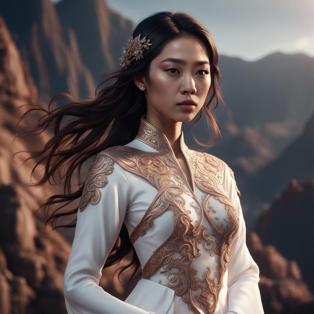 Hollywood Beauty in Rose Gold: Hyperdetailed Portrait