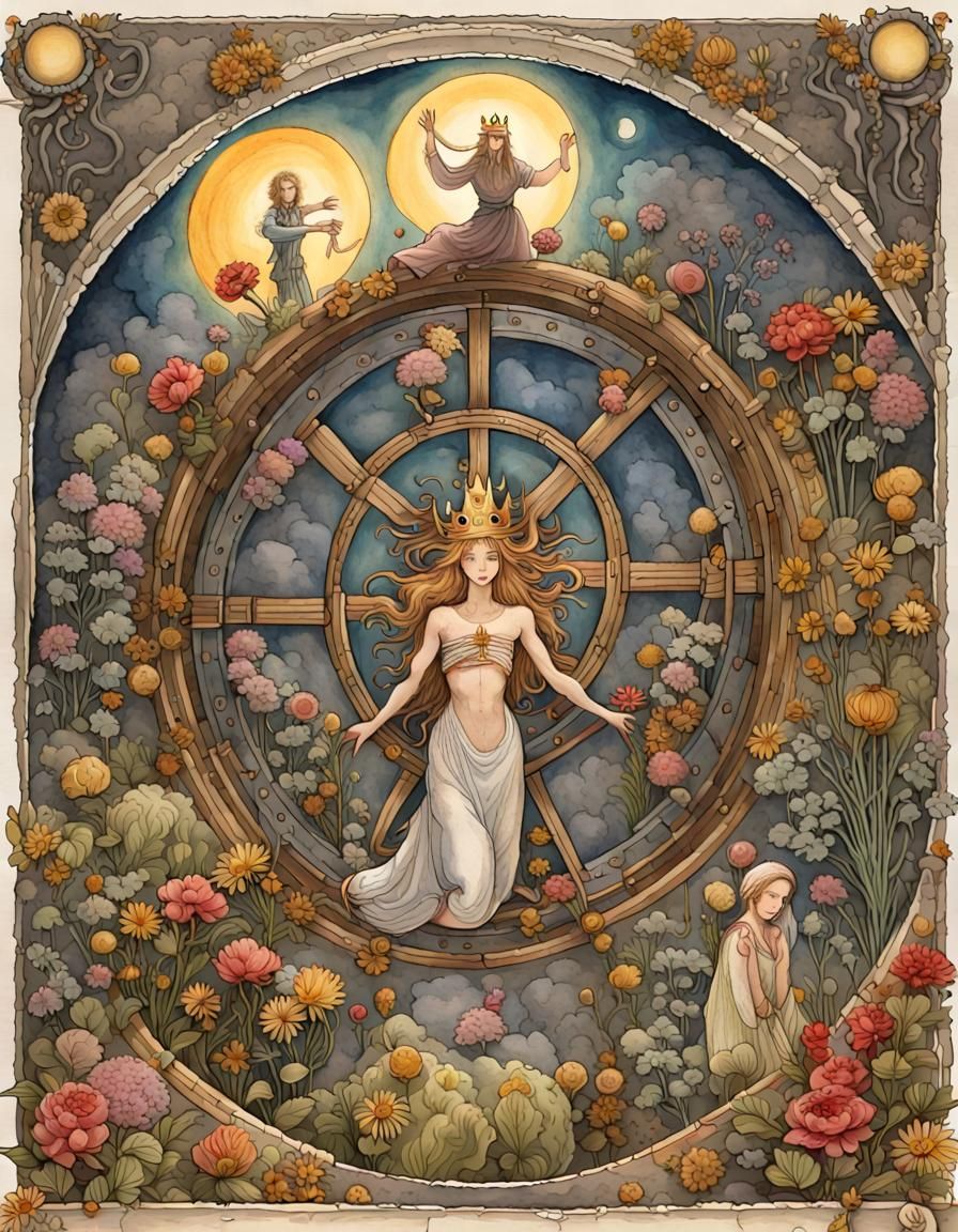 Medieval Fortune Goddess Turns Wheel of Fate