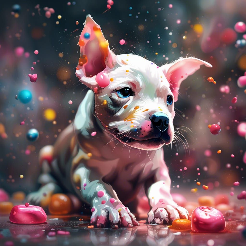 Candy Pitbull Puppy: Graffiti Art Portrait