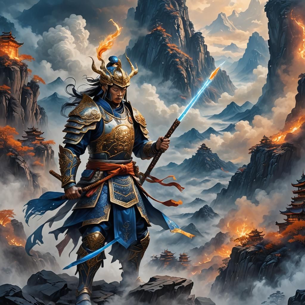 Majestic Future Warrior on Misty Mountain