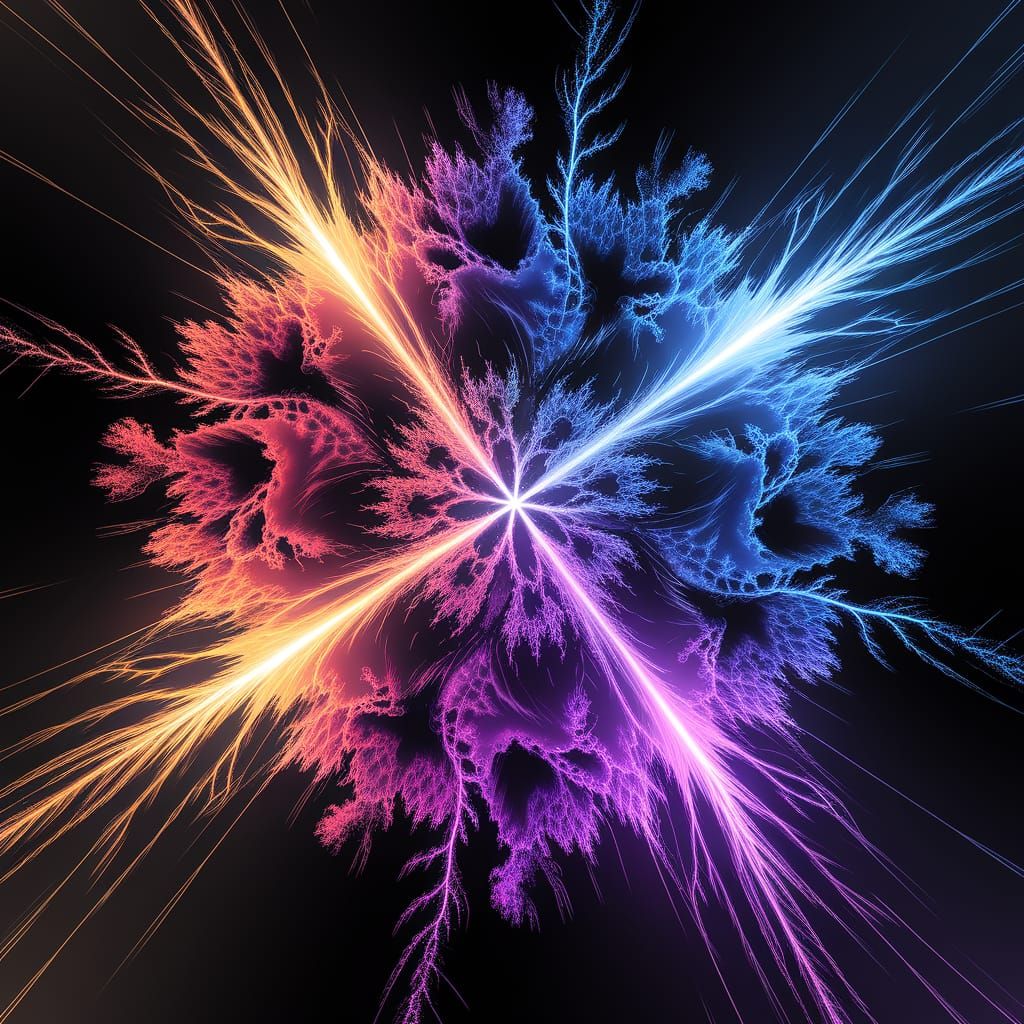 Surreal Digital Artwork of Quantum Foam in Liquid Neon and M...