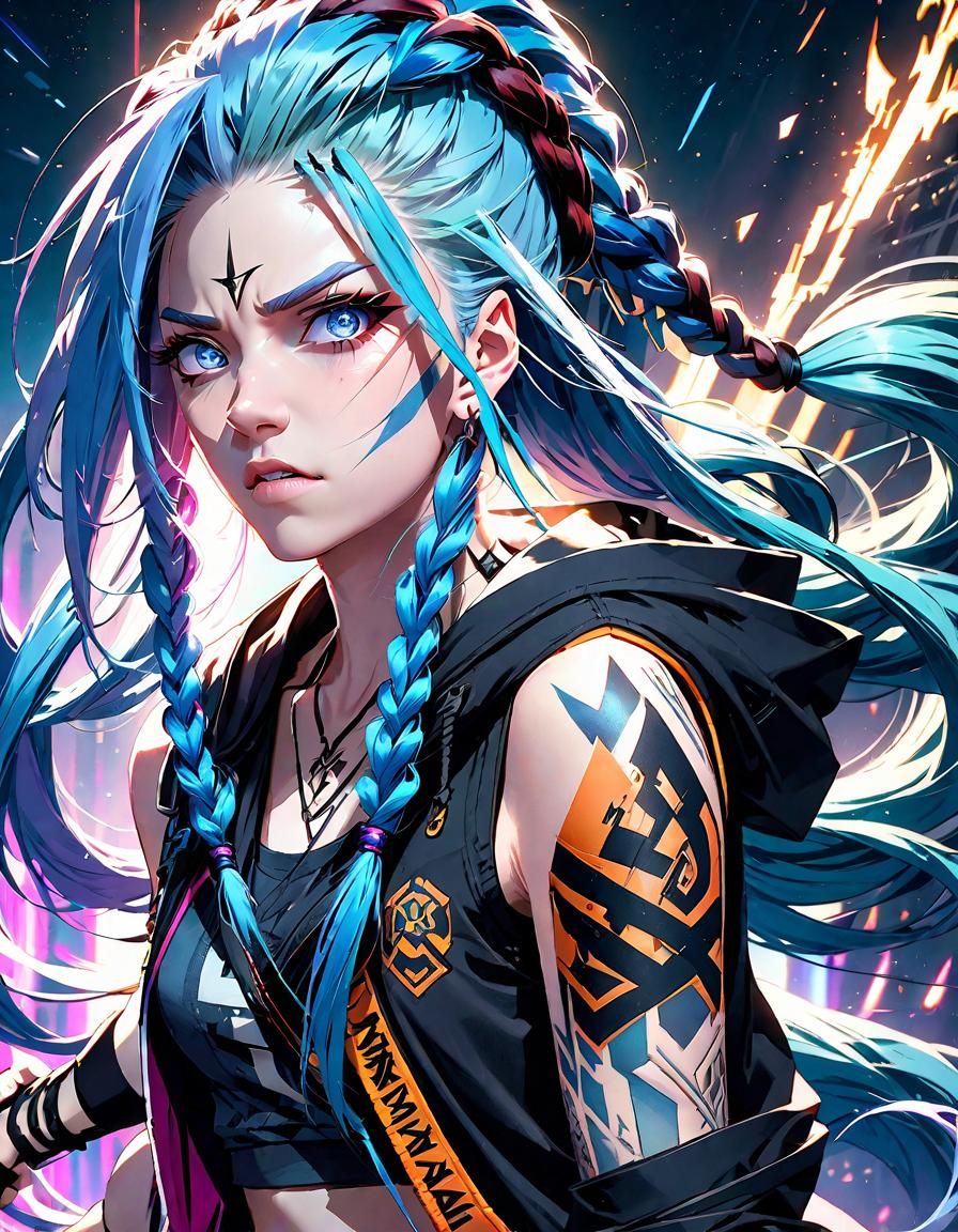 Jinx Portrait in Arcane Style with Dynamic Lighting