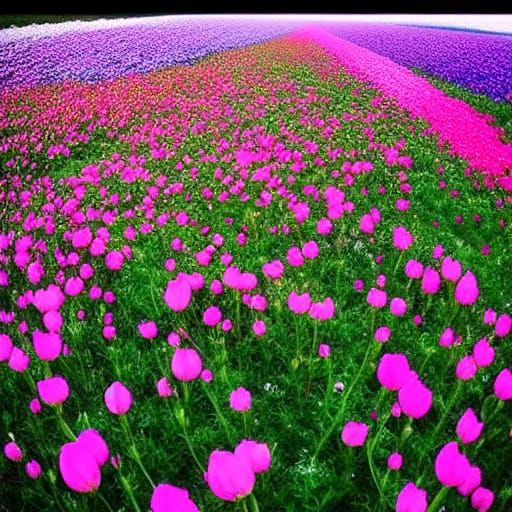 Hyperdetailed Bed of Flowers in Bright Focus