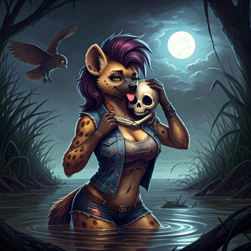 Hyena and Skeleton Baby in Gammell Style