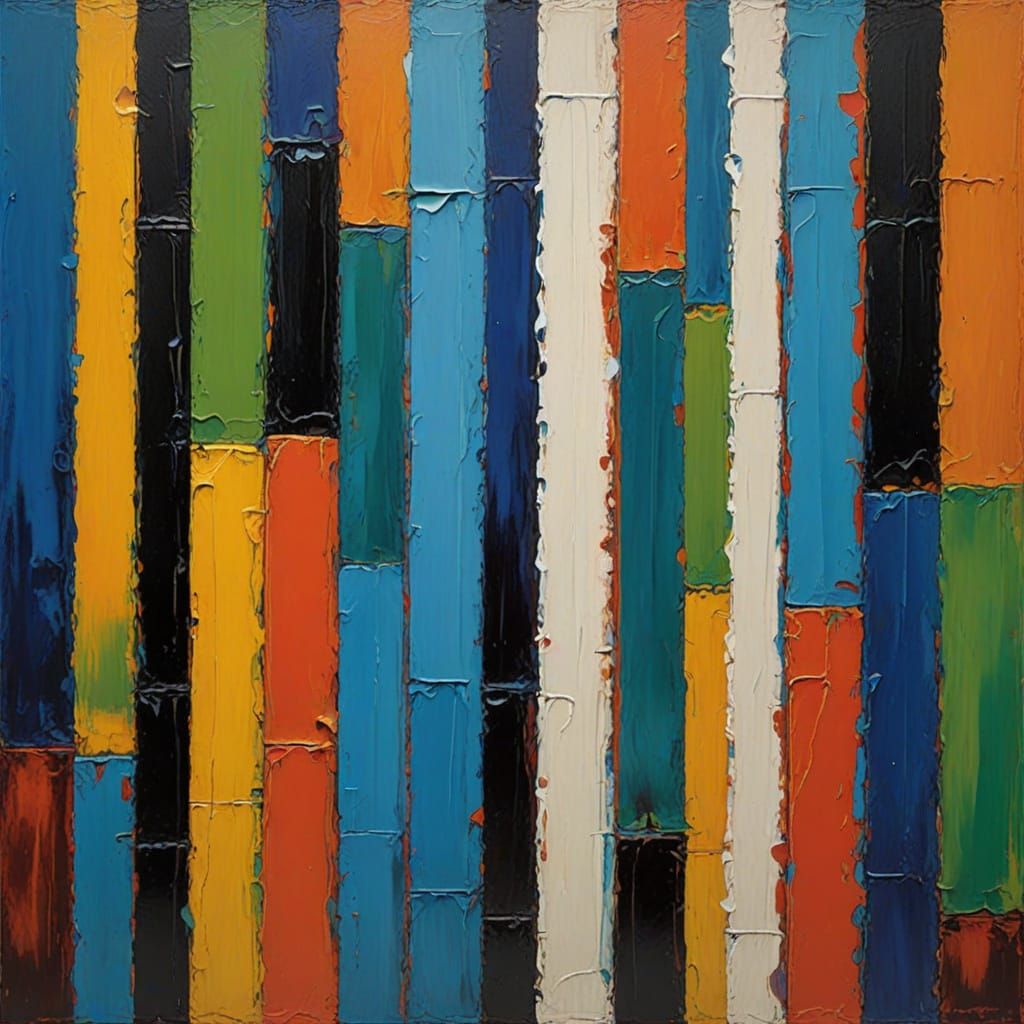 Abstract Modern Oil Painting with Trembling Stripes