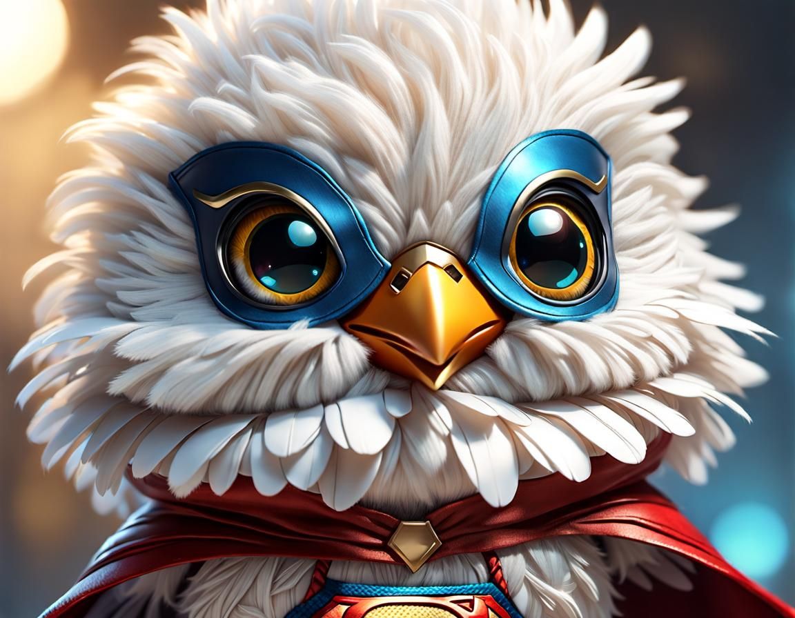 Superhero Yarn Bird Portrait in Detailed Digital Art