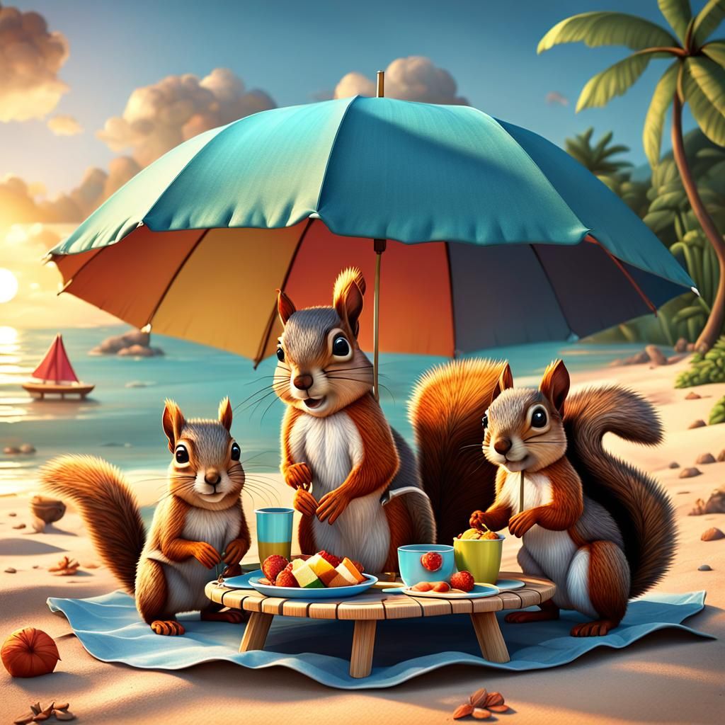 Surreal Sunset Picnic Scene in Hyperrealistic Style