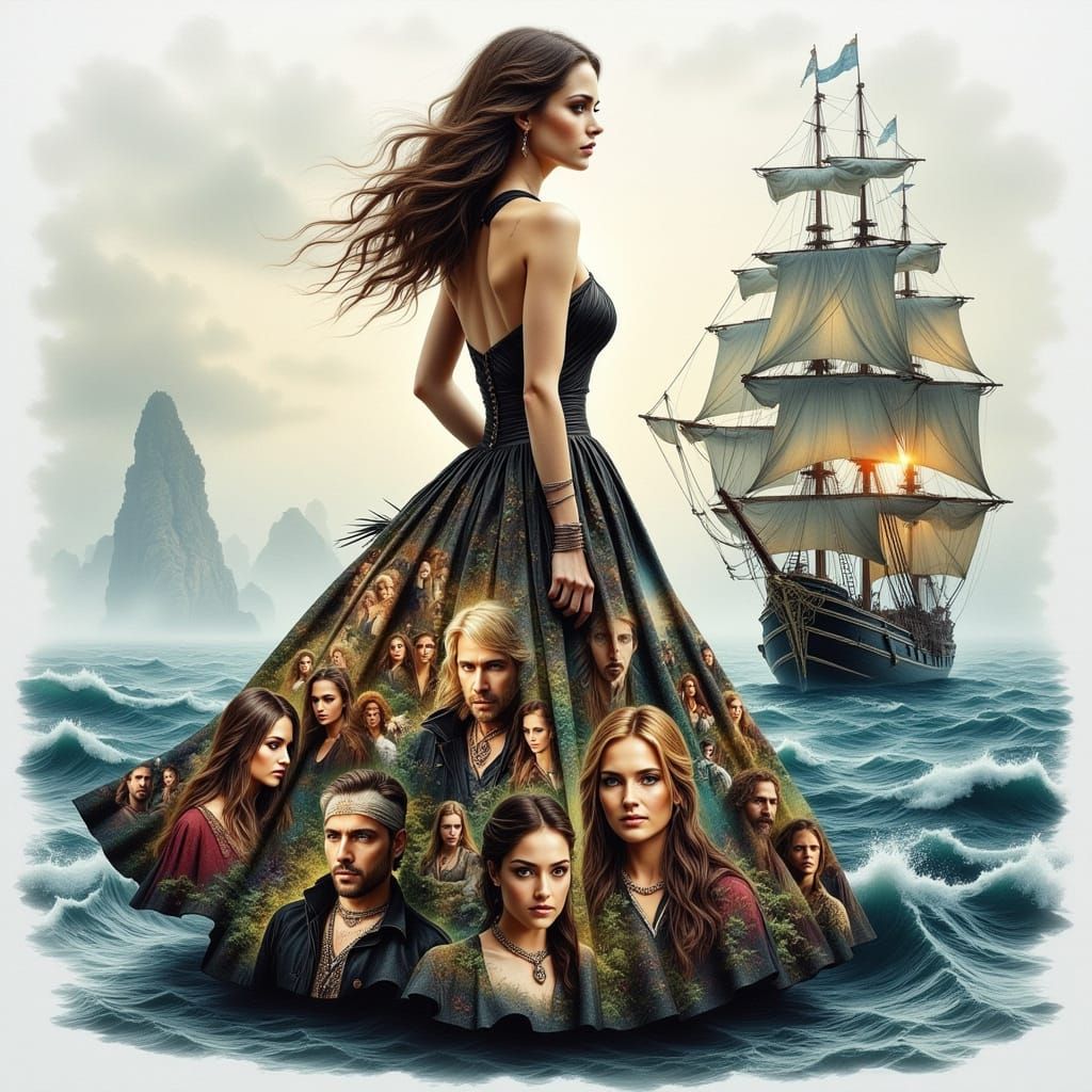 Keira Knightley as Pirate Poster, Watercolor Gouache