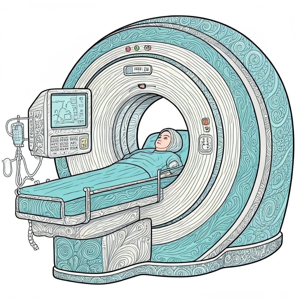 CT Scan Machine Zentangle Coloring Page