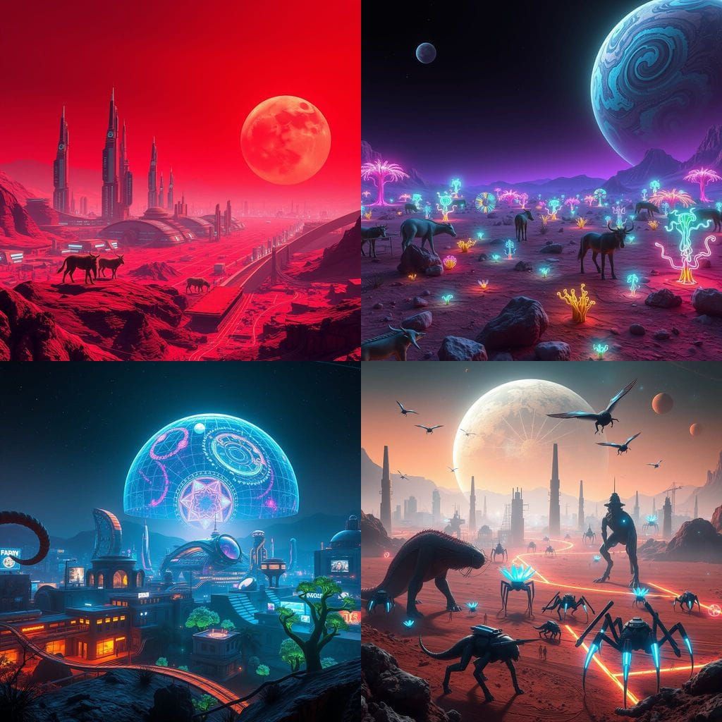 Realistic Martian Wildlife in a Futuristic TRON-Inspired Wor...
