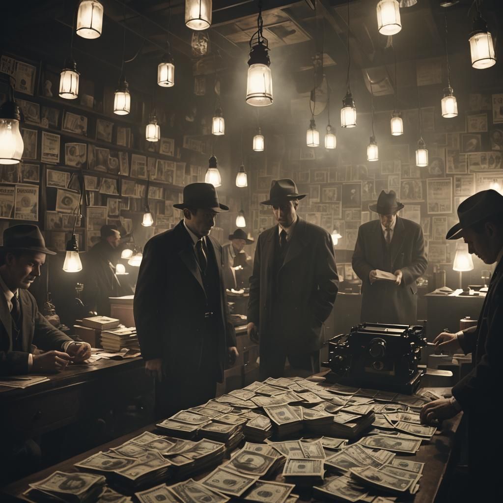 Film Noir: Counterfeiters in a Shady Workshop