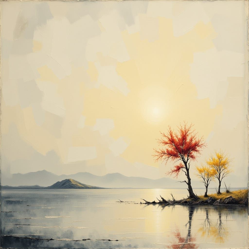 Fading Twilight Over Serene Lake with Autumn Trees