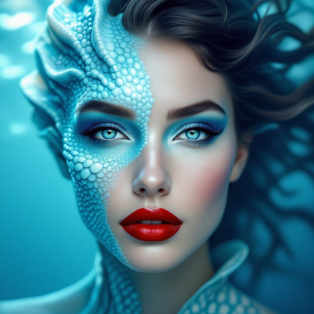 Human-Ocean Creature Fusion: Cinematic Portrait