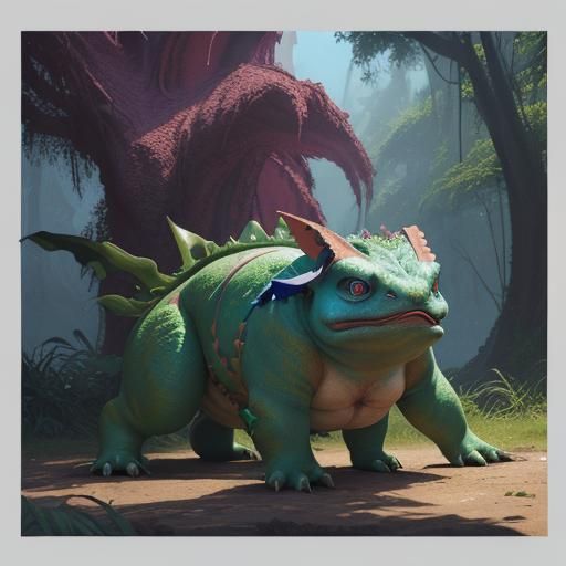 Detailed Venusaur Matte Painting in Deep Color