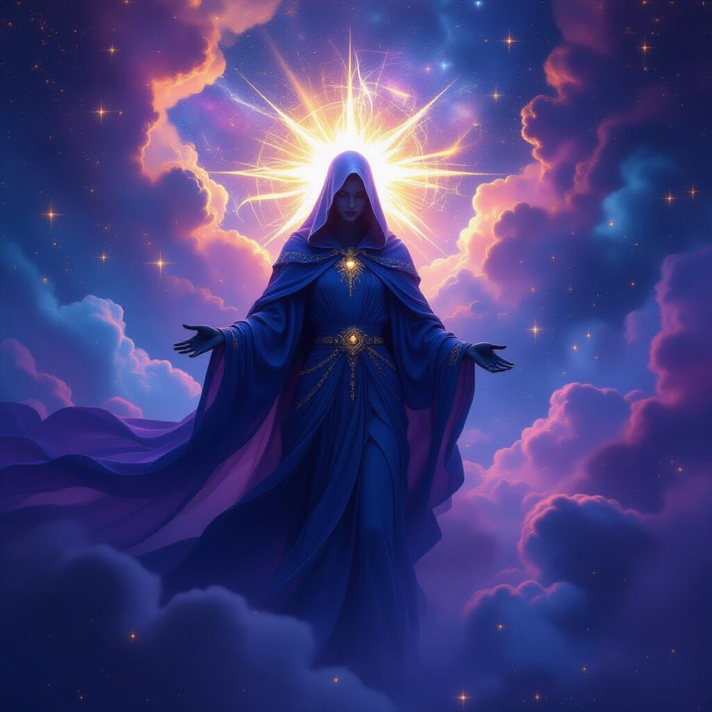 Ethereal Deity of Celestial Energies in Cosmic Realism