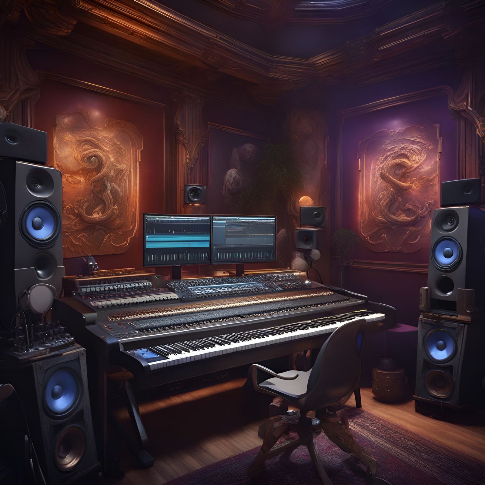 Musician Enjoying Music in Recording Studio